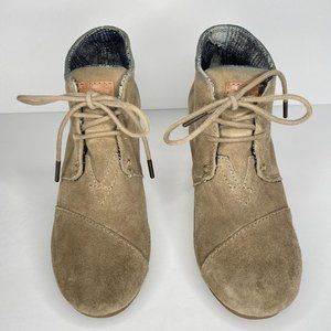 Toms Desert Tan Wedge Booties Size 7